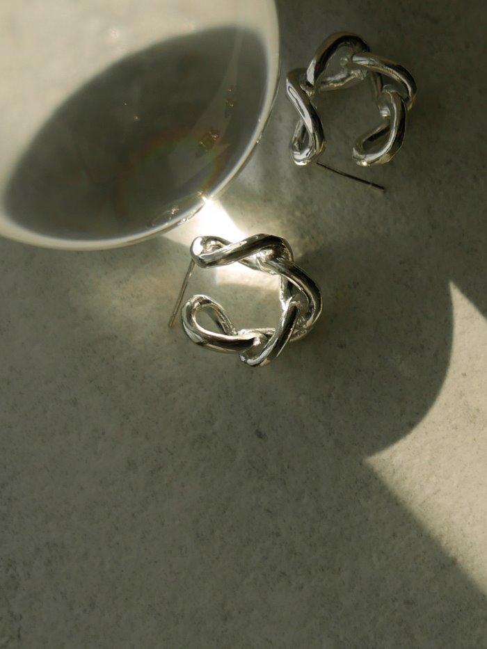 Bold chain earring silver
