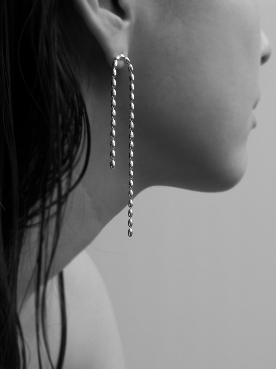 silver rice drop earrings