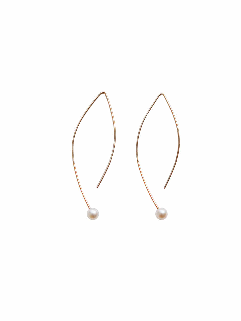 thin gold line pearl earrings
